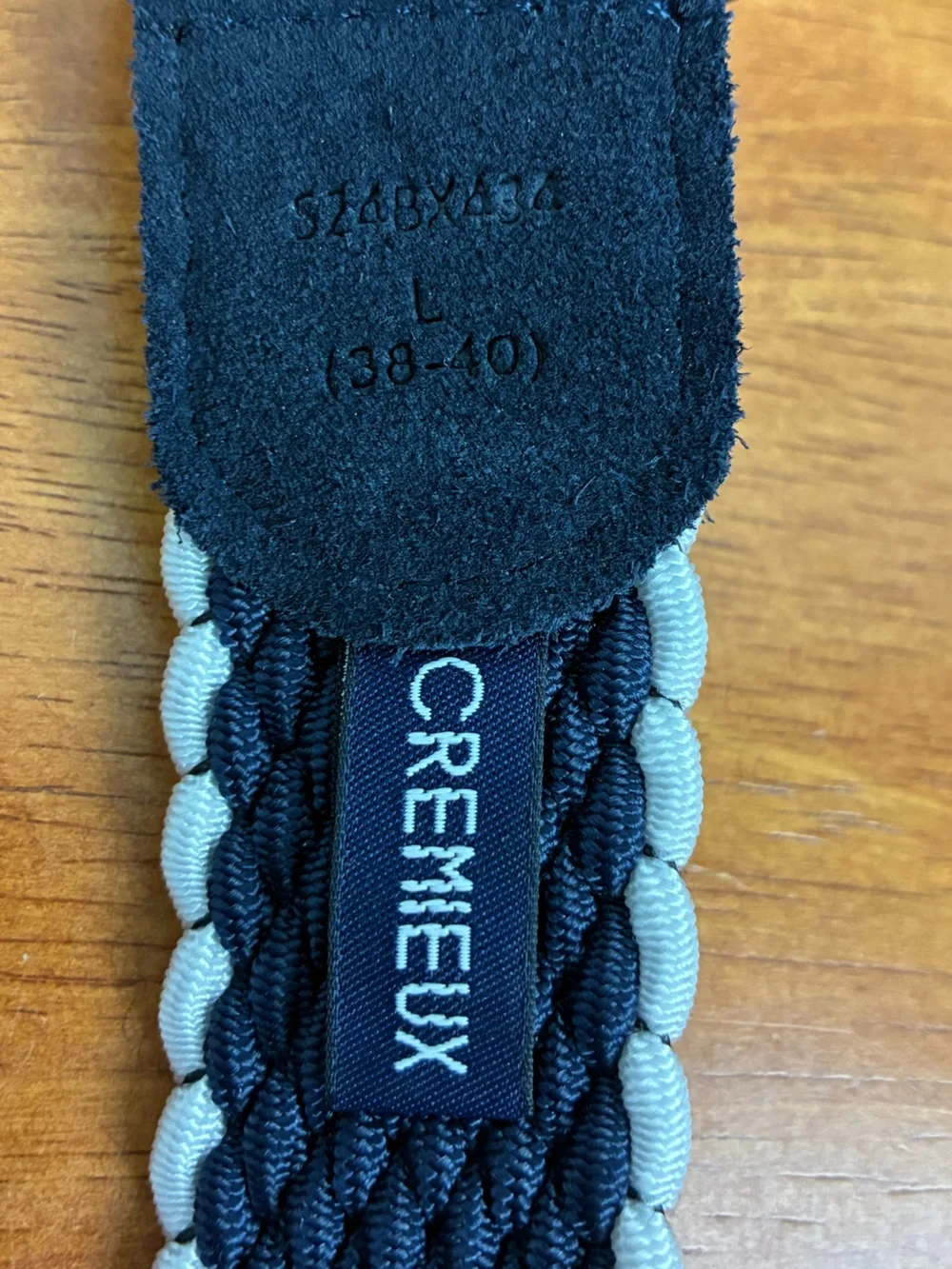 Cremieux Men’s Navy White Braided Stripe Stretch Elastic Belt Size Large 38-40